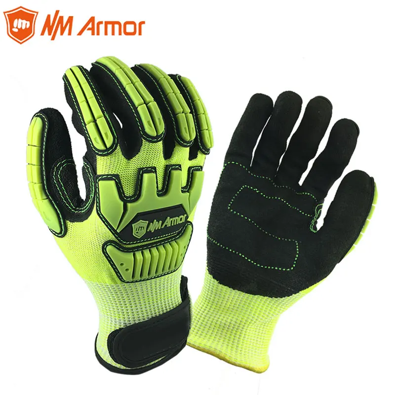 

Anti Vibration Mechanic Cut Resistant Safety Work Glove with Hi-Viz yellow color Multi-Task function fashion gloves