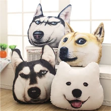 New Hot 3D 38cm*35cm Samoyed Husky Dog Plush Toys Dolls Stuffed Animal Pillow Sofa Car Decorative Creative Birthday Gift