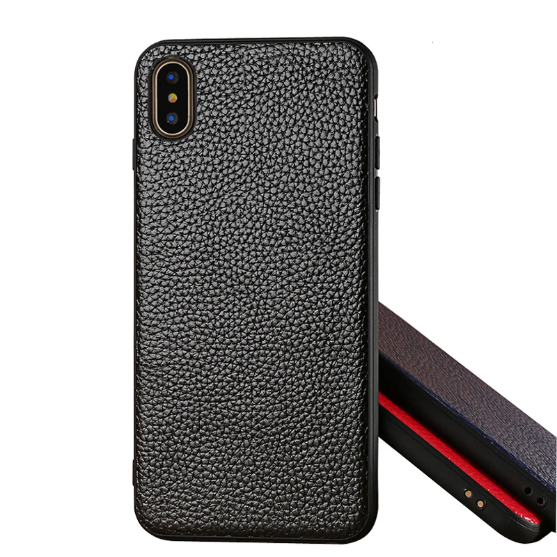 Чехол для телефона из натуральной кожи iPhone 11 Pro X чехол с текстурой личи