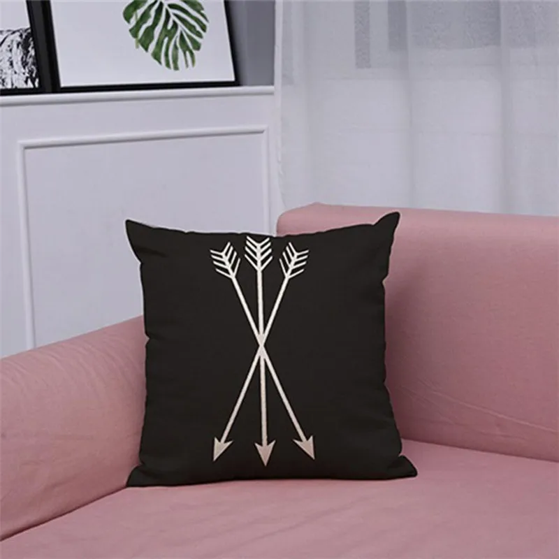 Vintage Black & White Cotton Linen Throw Cushion Cover Pillow Case Home Decor 11