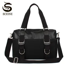 Scione Мужская холщовая Дорожная сумка из искусственной кожи, сумка через плечо, сумки через плечо в стиле пэчворк, мужская дорожная сумка, винтажная сумка-мессенджер