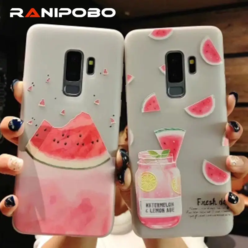 

Summer Watermelon Cartoon bottle Phone Case For Samsung Galaxy S8 S9 Plus Note 8 Note 9 Matte Protector TPU Soft Back Cover