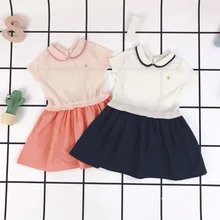 Одежда для маленьких девочек; летнее платье для девочек; Хлопковое трикотажное платье с кукольным воротником; Детские повседневные милые платья; 12 мес./80