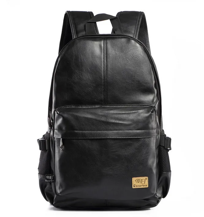 pu кожи старинный рюкзак мужчин спортивной школы мужской черный день рюкзак отдыха браун моды - Цвет: Черный