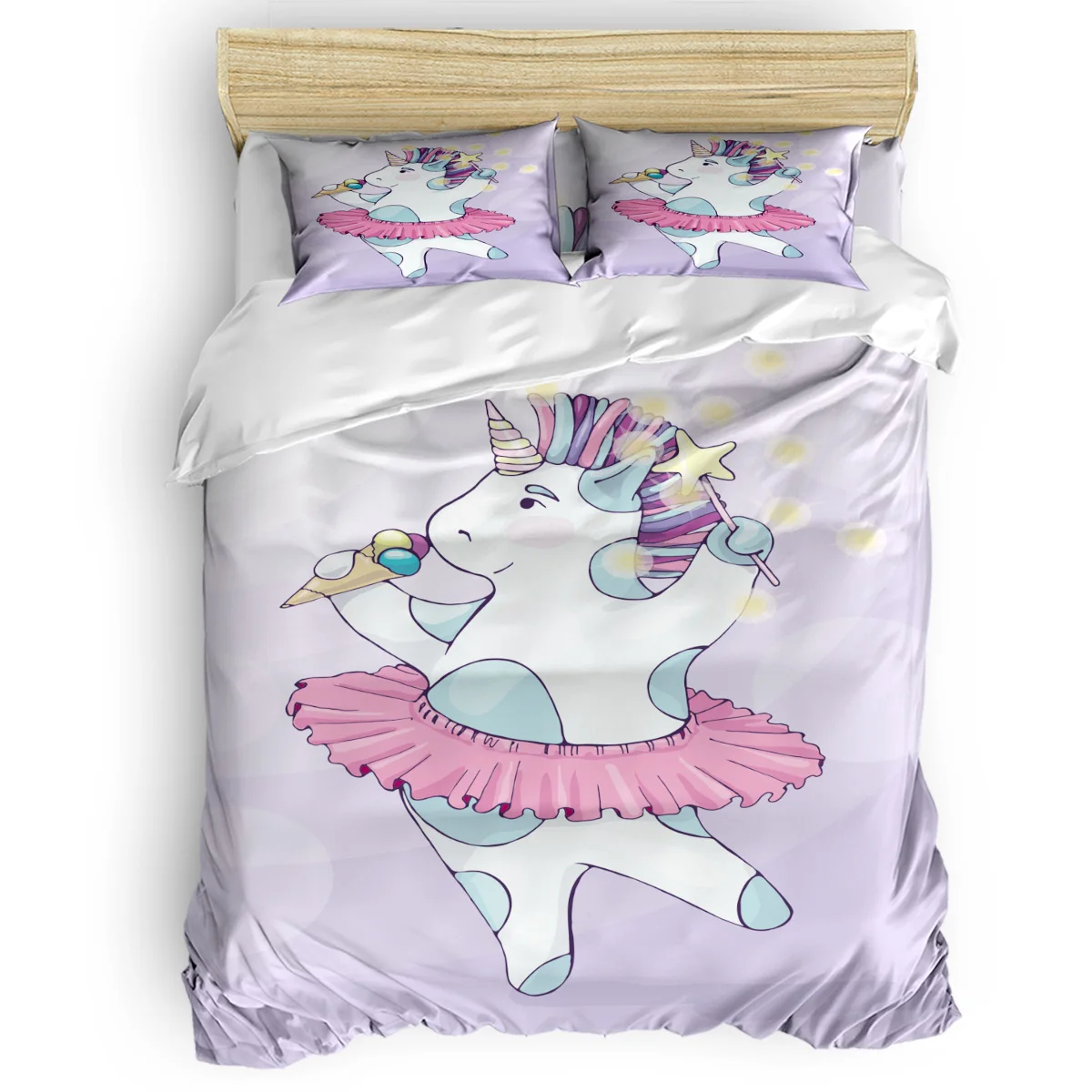 

Dancing Unicorn 4 Piece Bedding Set Modern Duvet Cover Set Bedroom Decor