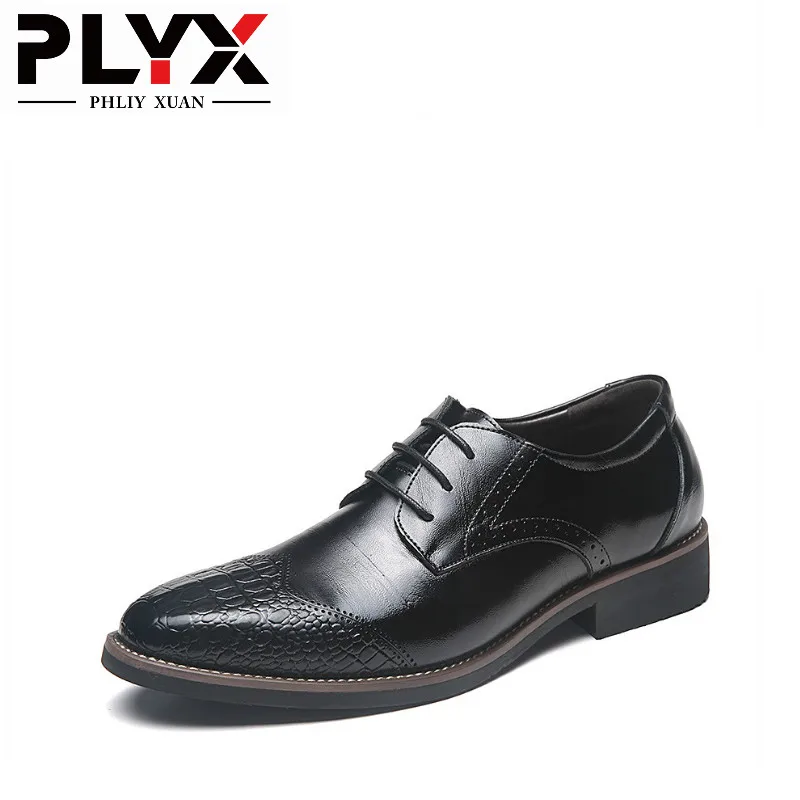 

PHLIY XUAN New 2019 Fashion Men Shoes Genuine Leather Chaussure Homme Zapatos De Hombre Erkek Ayakkabi Men Dress Shoes