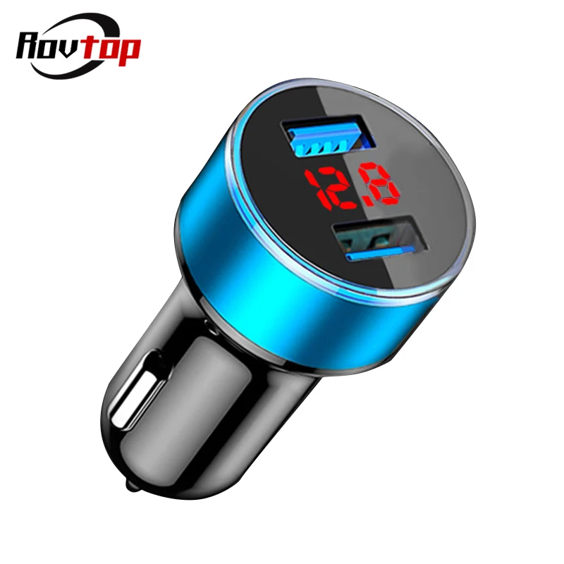 

Rovtop Universal Fast Dual USB Car Charger Adapter LED Display 5V 3.1A Auto ABS USB Car Phone Charger for iPhone Huawei Z4