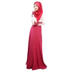 Мода кафтан Абаи джилбаба Исламская Мусульманский кружева вышитые Для женщин макси платье M L PY3 RE3
