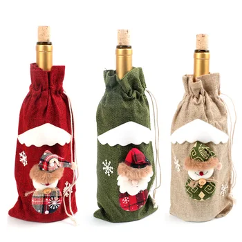 

Christmas Decorations for Home Santa Claus Wine Bottle Cover Snowman Stocking Bag Gift Holders Xmas Navidad Decor New Year Decor