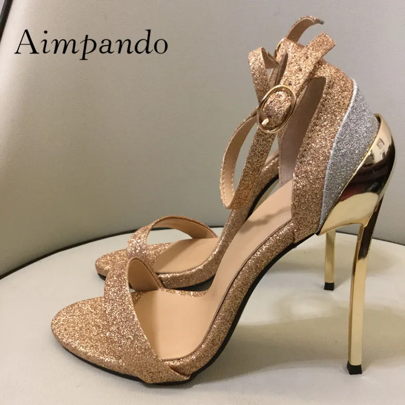 

2019 Newest Design Gladiator Sandals Woman Open Toe 12cm Metal High Heel Shoes Women Sexy Party Shoes