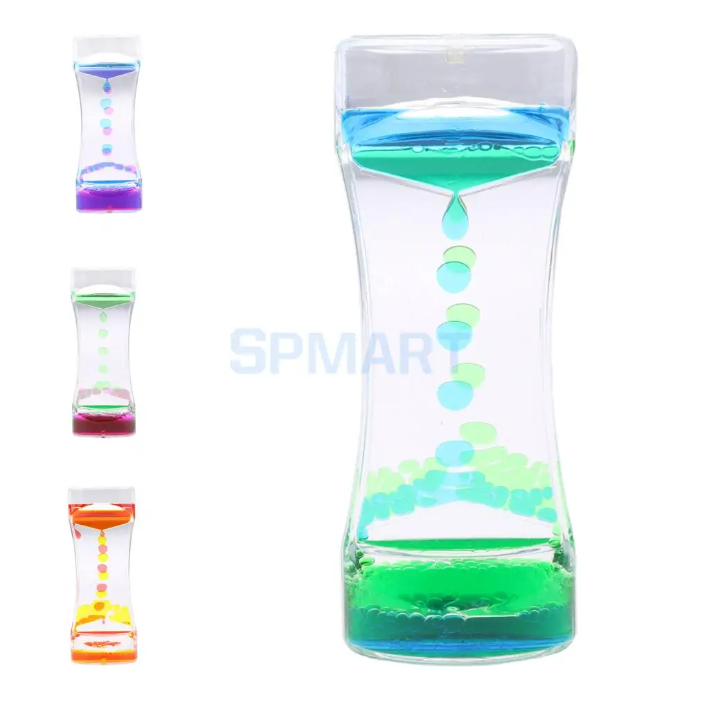 Square Slide MagiDeal 3 Pieces Floating Mix Colored Oil Hourglass Bubbler Motion Timer Sensory Toy Home D/écor