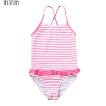 TELOTUNY Дети Девушки Летние оборками полосатый принт Эластичность Мягкая гладкая без мяч купальники купальник жилет ползунки комбинезоны Z1219