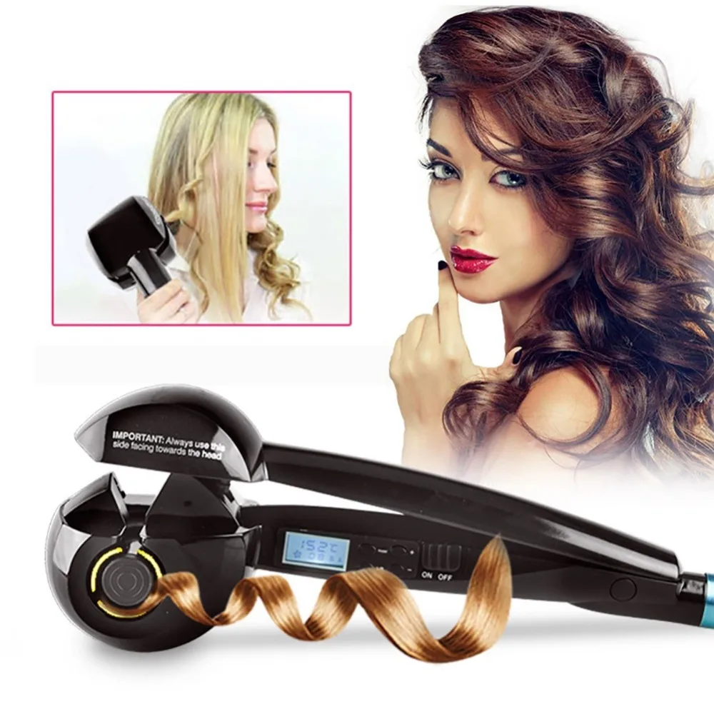 ЖК-Авто щипцы для завивки волос с паровым распылителем Инструменты для укладки волос керамический волнистый ролик для волос Волшебные щипцы для завивки волос стайлер