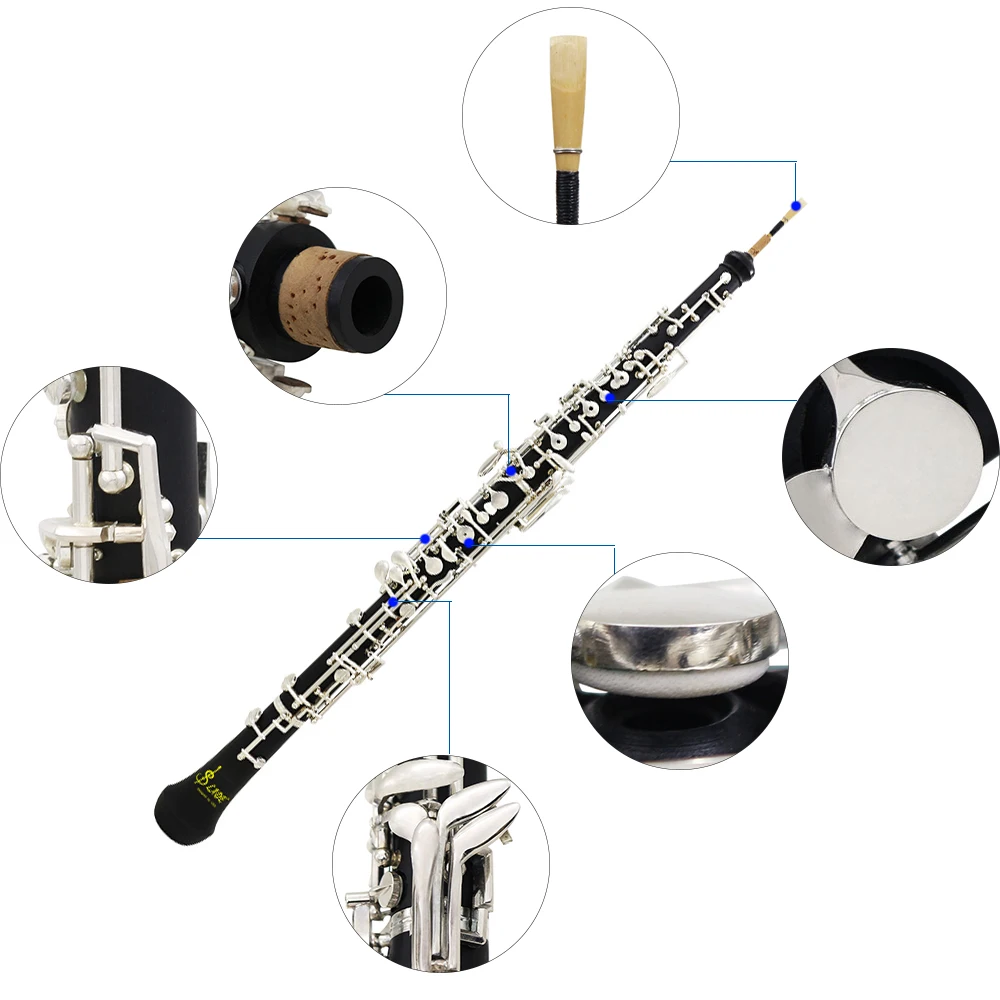 Профессиональный oboe C Ключ Мельхиор покрытый серебром деревянный духовой музыкальный инструмент для начинающих с смазкой отвертка чехол сумка