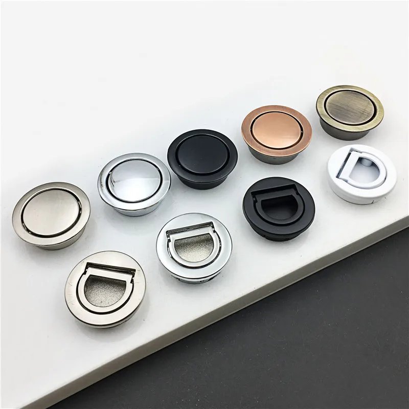 

1pcs Round stainless steel salad handle embedded invisible rotation embedded dark drawer wardrobe door