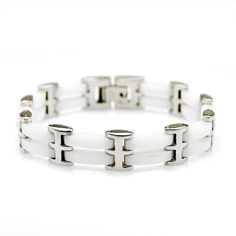 

Free Shipping New Arrival High Quality Shiny Ceramic Bracelets For Women Girl 316L Stainless Steel Men's Link Bracelet CE004B