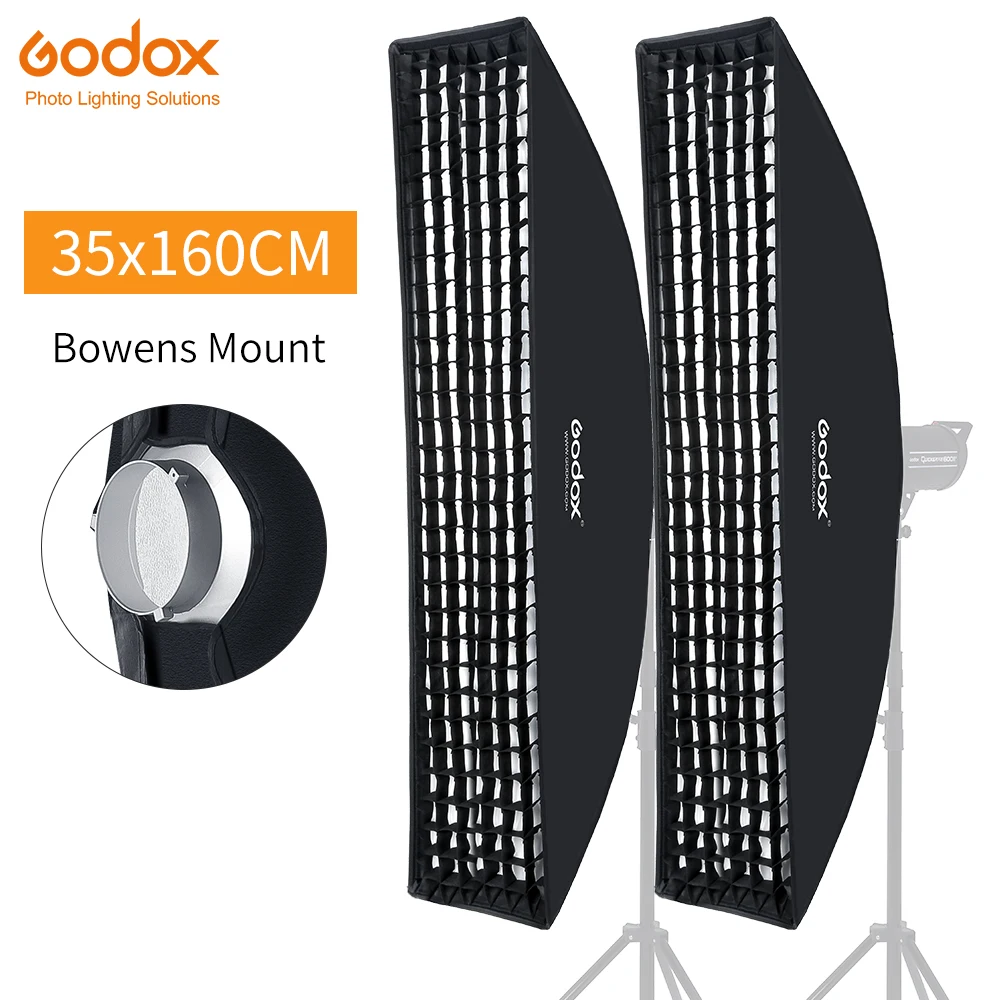 

2PCS Godox 35x160cm 14"x63" Strip Beehive Honeycomb Grid Softbox with Bowens Mount for Studio Flash DE300 DE400 SK300 SK400