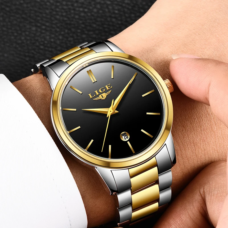 

Relogio Masculino Mens Watches LIGE Top Brand Luxury Men's Fashion Business Watch Men's Stainless Steel Waterproof Quartz Watch