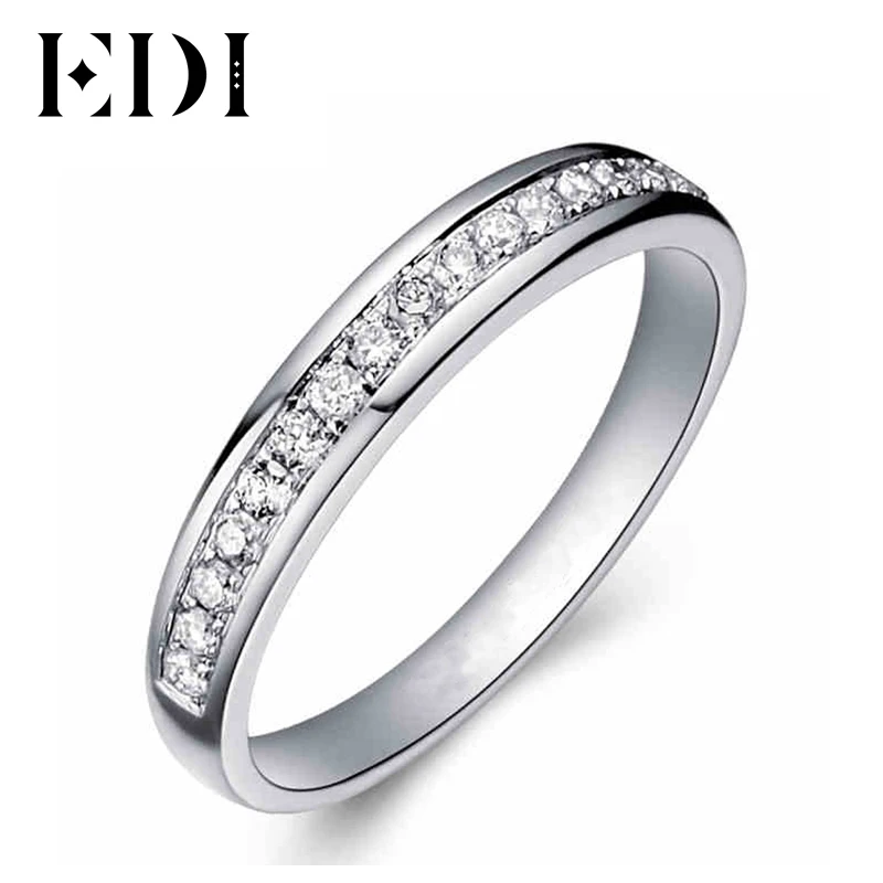 Edi Solide 9 Karat Weiss Gold Ring Set Fur Frauen Dame Engagement