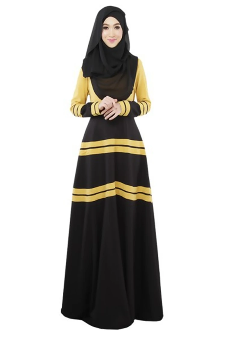 2016 muslim fashion long sleeve maxi slim casual muslim dress