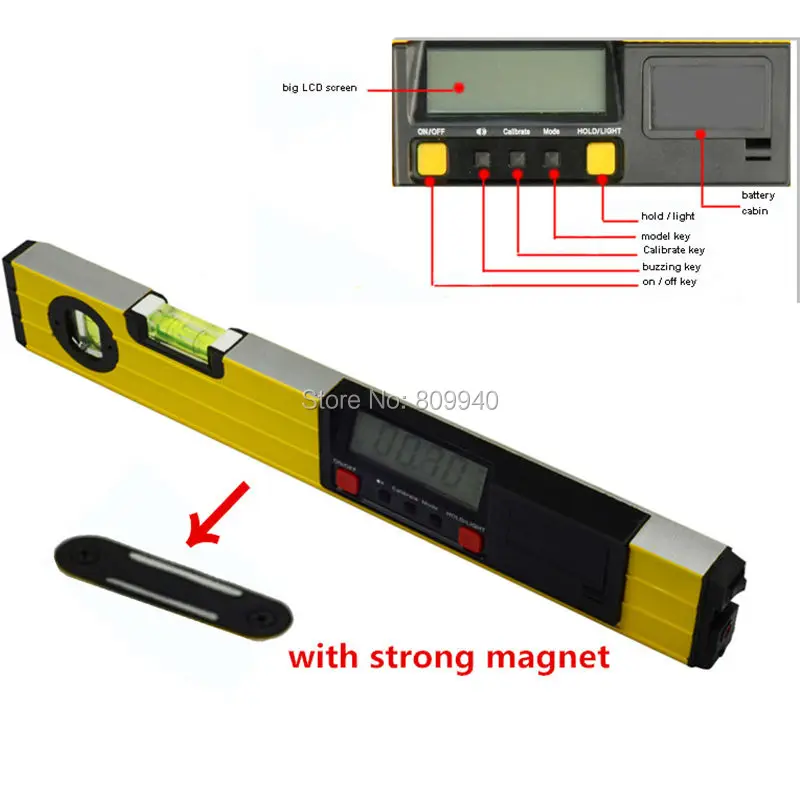 400mm Digital Angle Finder Level with laser beam Spirit Level Upright