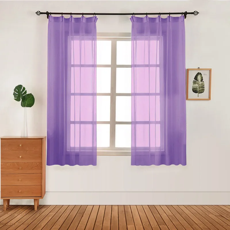 

Dropshipping 1 PC 100x130 Cm Bedroom Modern Window Tulle Curtain Panel Voile Window Curtain Living Room Kitchen Tulle Curtains