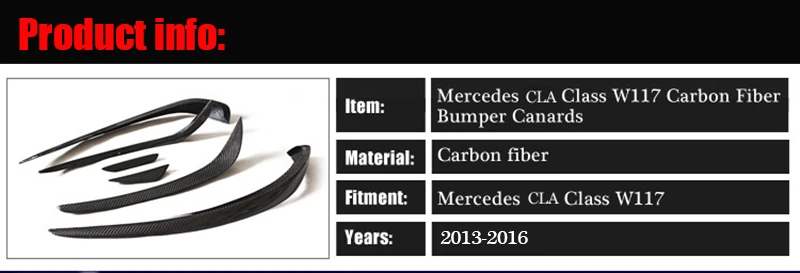 W117 parachoques de labios Anterior 6 piezas de fibra de carbono para Mercedes Benz CLA180 CLA200 CLA250 CLA45 Splitter Flap Canard 2013 -16 W117 parachoques de labios Anterior 6 piezas de fibra de carbono para Mercedes Benz CLA180 CLA200 CLA250 CLA45 Splitter Flap Canard 2013 -16