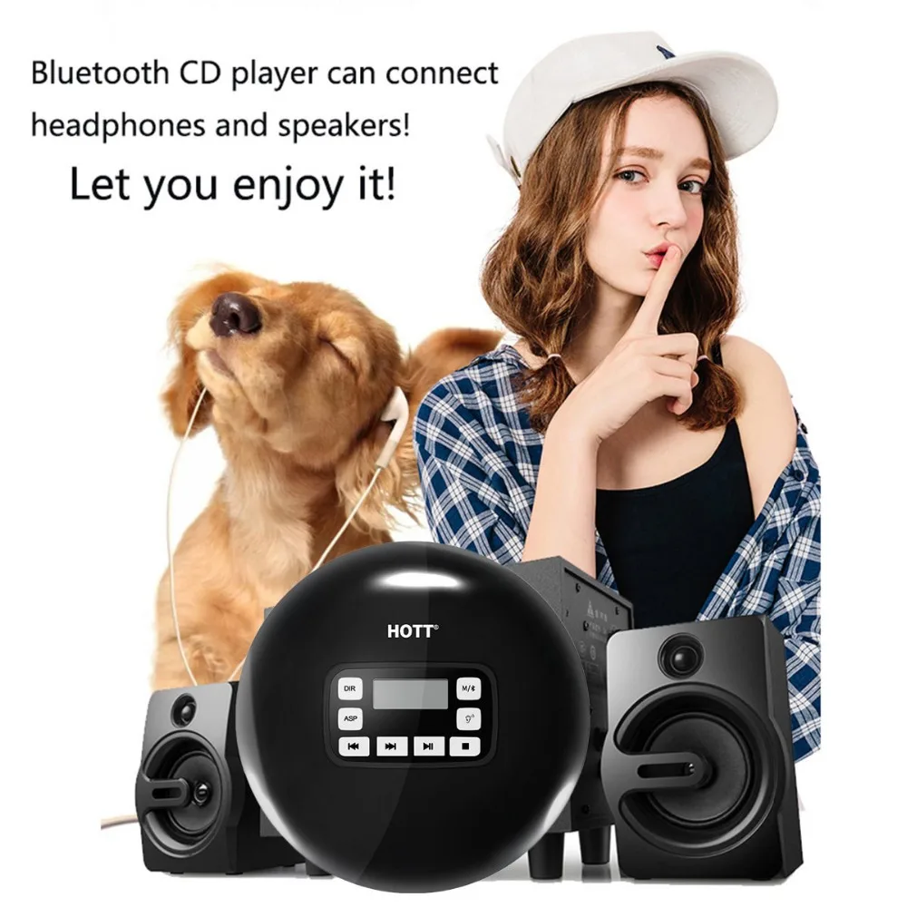 Портативный HOTT Bluetooth со свидетельством ccc светодиодный Дисплей Jack с пришитыми точками против скольжения; Защита Анти-шок Walkman музыкальный проигрыватель дисков 611T