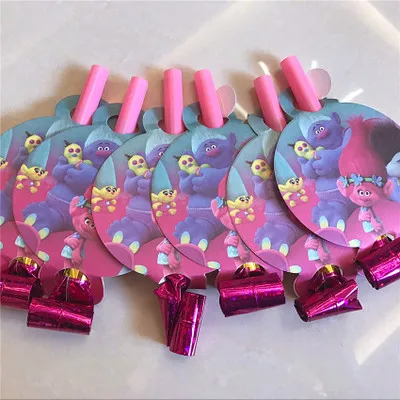 

6Pcs/lot Hot Sale Cartoon Trolls theme blowout for children birthday party decoration blow out table decoration accessories