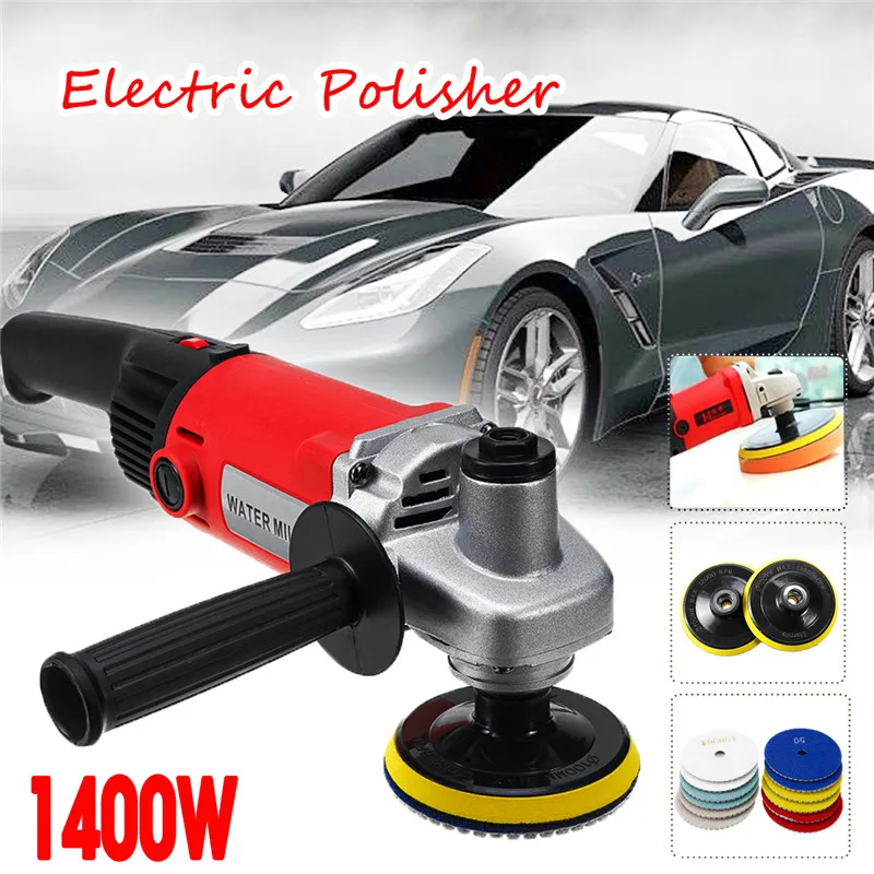 

1400W Electric Stone Hand Wet Polisher Angle Grinder Diamond Polishing Machine Grit Pads Concrete Marble Granite Power Tool
