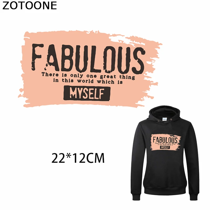

ZOTOONE Fabulous Myself Patches Diy Iron on Transfer Patch on Sweatshirt Letters Applique Heat on T-shirt Clothing Decorations E