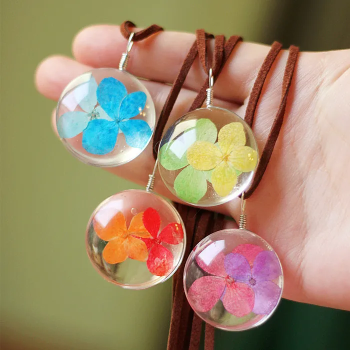 Fashion Dry Flower Glass necklaces & pendants Time Gems Preserved Fresh