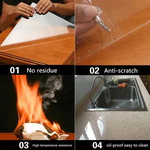 Furniture Protective Transparent Film Solid Wood Marble Glass Dining Table Tablecloth Kitchen Self-adhesive Waterproof Film