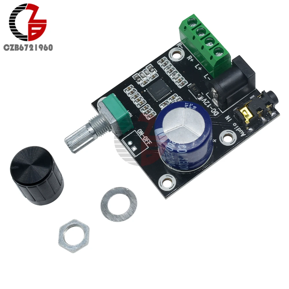 

Super Slim 2 x 15W PAM8610 Class D Digital 2 Channel Dual Power Audio Stereo Amplifier Board 12V black