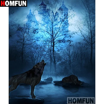 

HOMFUN Full Square/Round Drill 5D DIY Diamond Painting "Animal wolf" Embroidery Cross Stitch 5D Home Decor Gift A16190