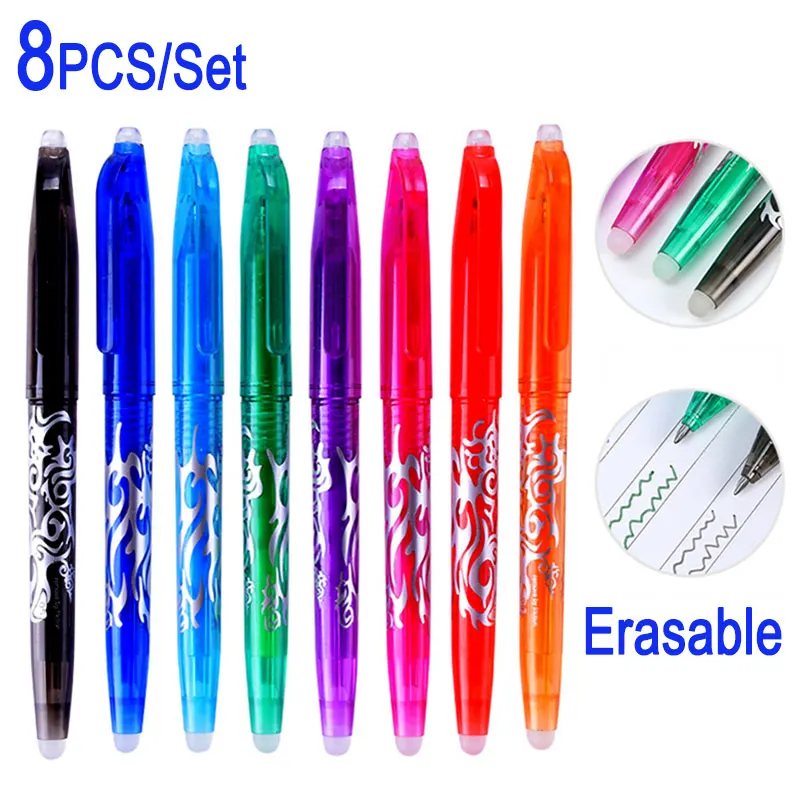 

DELVTCH 8pcs/set Erasable Pen 0.5mm Magic Gel Ink Pen 8 Color Avaliable Student Writing Drawing Painting Tools Office Stationery