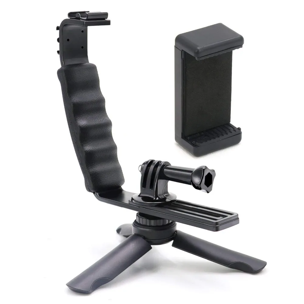 TWZ L Mic Stand with 2 Standard Flash Hot Shoe Mounts and Mini Tripod