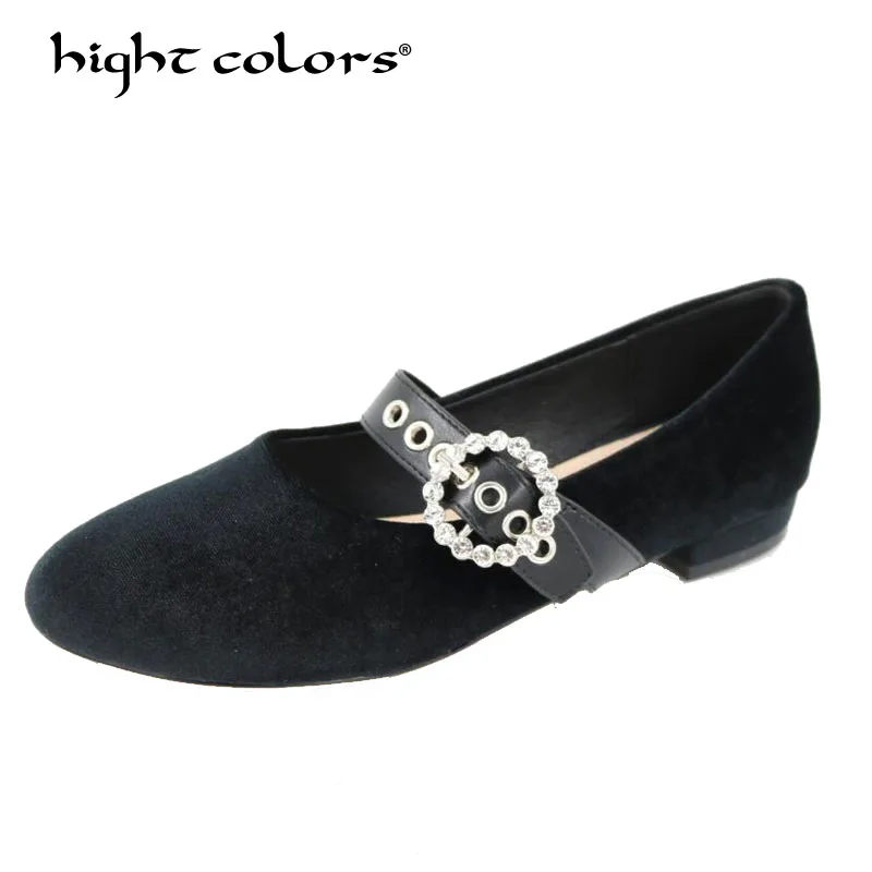 

plus size Black Flock Leather Shoes Flat Shallow Ankle Strap Women Shoes Ballet Flats Women Four Seasons Ballerina Flat H5566