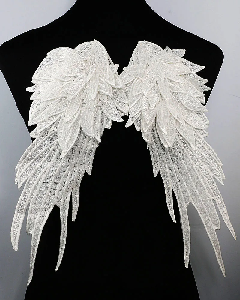 Белый Вышивка тканей Venise с украшением в виде крыльев бабочки; кружевной ткани плеча спинной швейная аппликация сделай сам, костюм украшения свадебные принадлежности - Цвет: White
