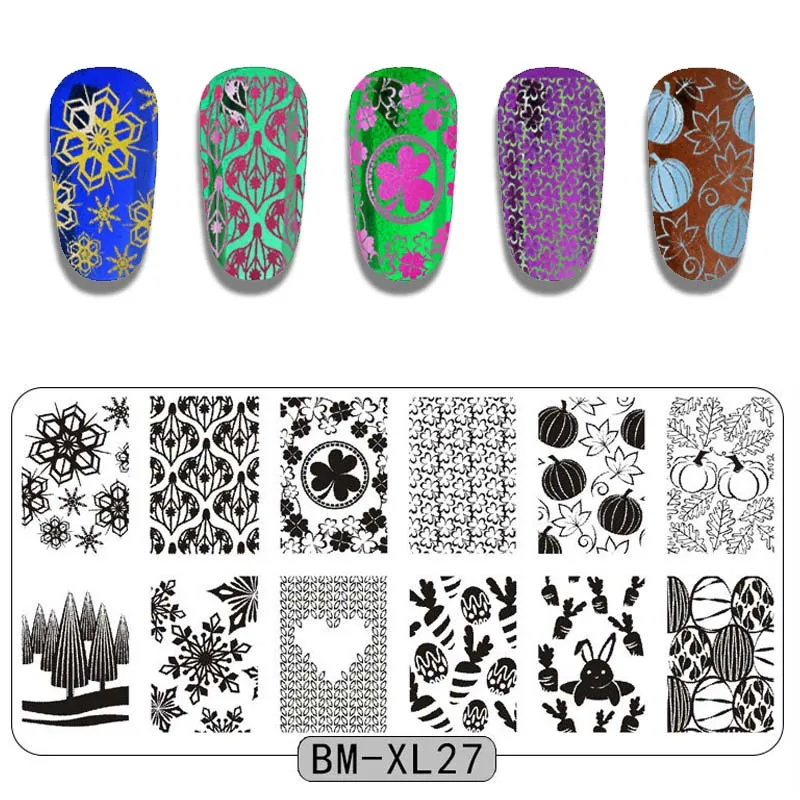 

6*12cm 1pc Rectangle Stamping Template Geometric Flower Pattern Manicure Nail Art Stamp Image Plate