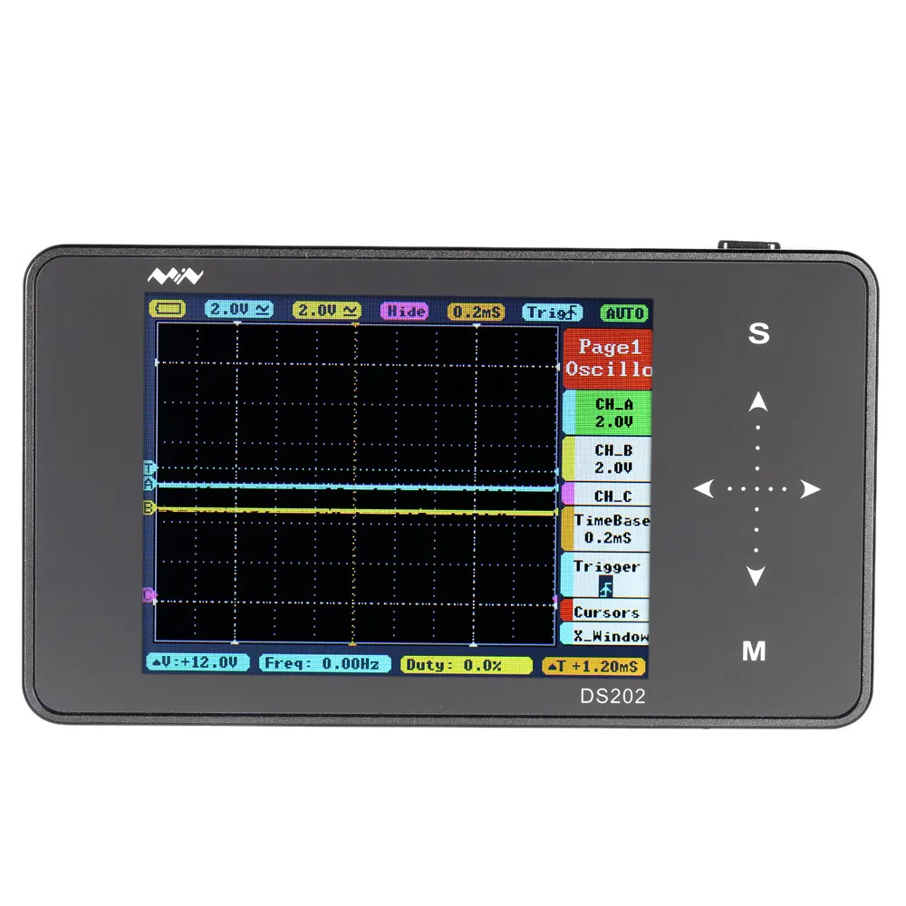 

Pocket-size Digital Oscilloscope 2-channel USB Interface Full Color TFT Display 8MB Memory Storage 1MHz 10MSa/s DS202