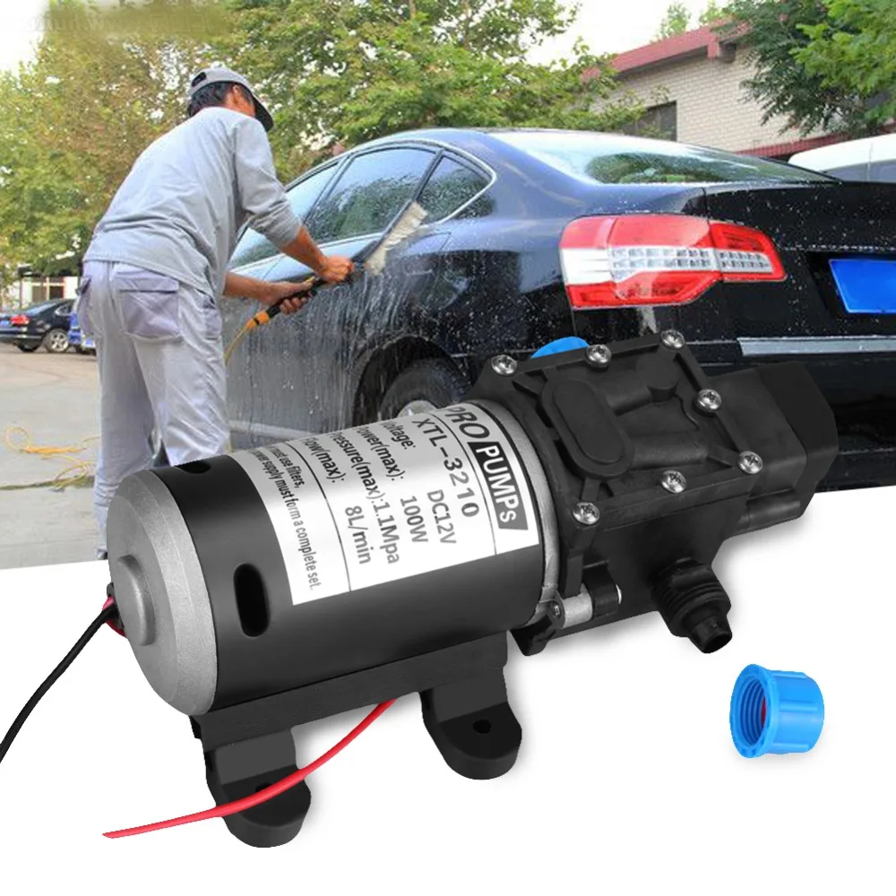 12V 100W Мембранный Водяной насос 8L/мин 160psi высокое Давление самовсасывающие насосы водяной насос для воды прессуризер караван Кемпинг лодка