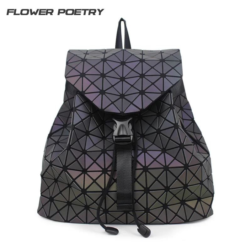 Women Backpack Diamond Lattice Geometry Quilted School Bag Backpacks For Teenage Girl Luminous School Bags Holographic Mochila Women Backpack Diamond Lattice Geometry Quilted School Bag Backpacks For Teenage Girl Luminous School Bags Holographic Mochila