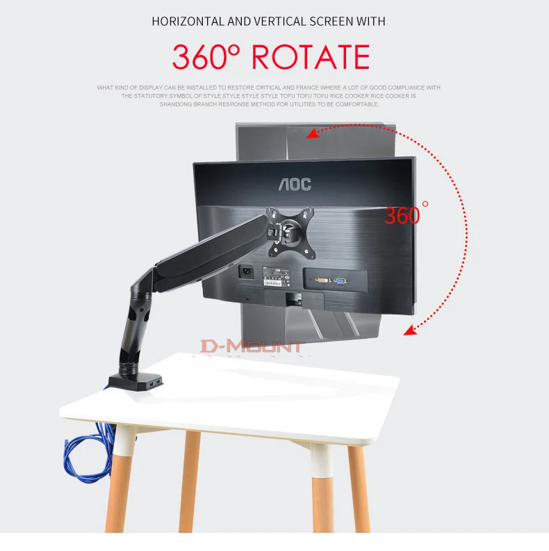 DL-T10 17-2" втулка зажим База ЖК светодиодный монитор Настольная подставка держатель Arm газовая пружина полное движение тв крепление загрузка 2-9 кг