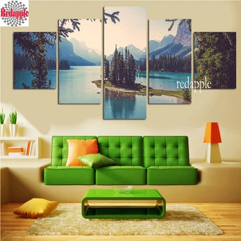 

5pcs/set diamond embroidery natural view diamond mosaic lake mountain landscape 5d diy diamond painting cross stitch full square