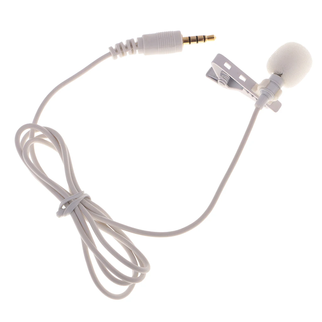 Петличный микрофон, Мини конденсаторный микрофон с зажимом для смартфонов iPhone iPad samsung Xiaomi, звукозапись 3,5 мм, белый микрофон