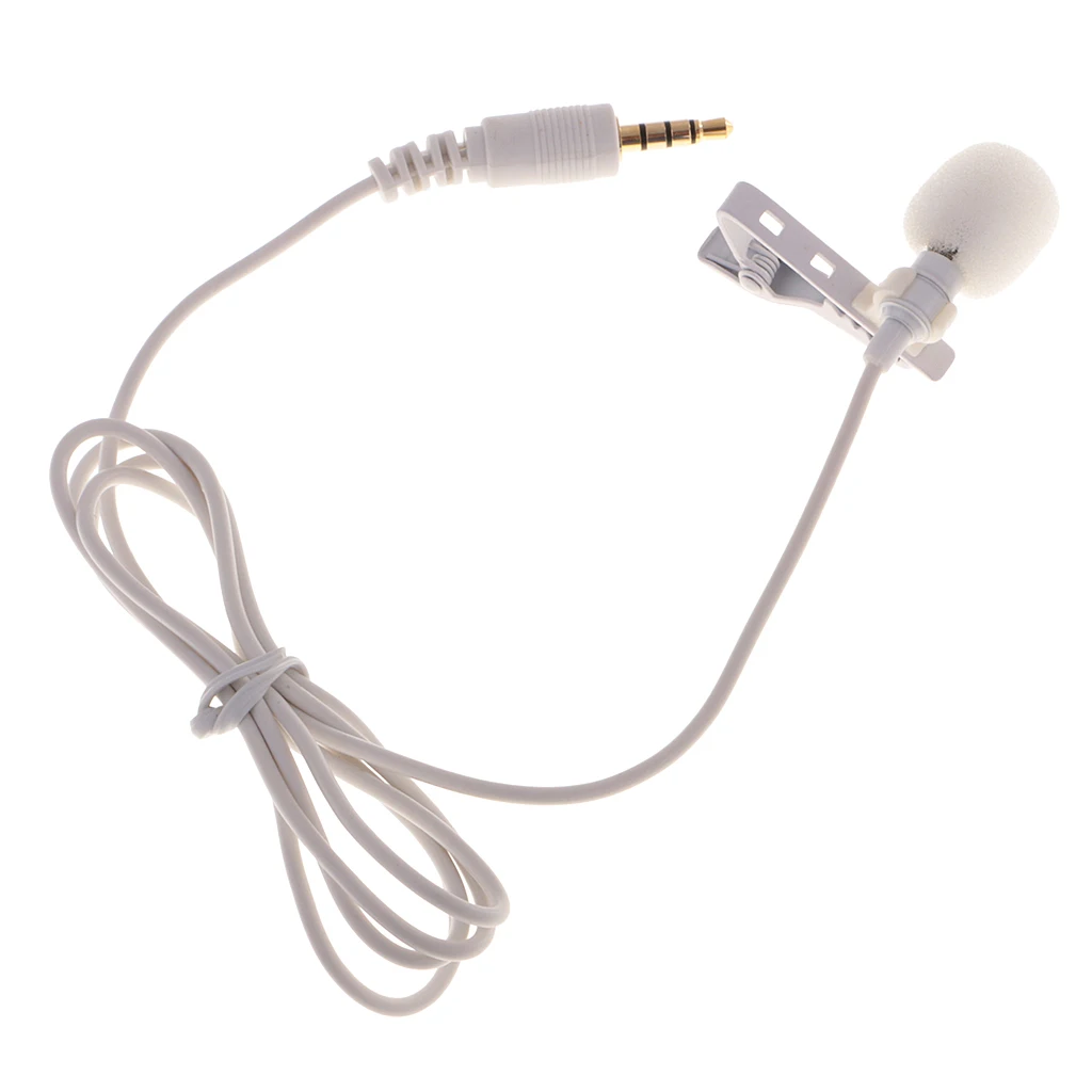 

Lavalier Microphone Mini Clip-on Condenser Mic for iPhone iPad Samsung Xiaomi Smartphones Audio Recording 3.5mm Mic White
