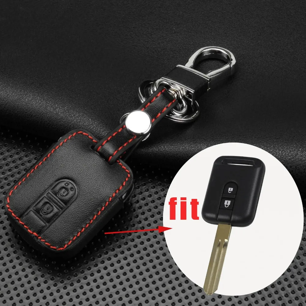 

Replacement Remote Car Key Shell Leather Case Fob Keyless Entry 2 Button For Qashqai Nissan Micra Navara Almera Note