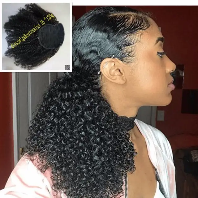 Afro Kinky Curly Weave Ponytail Hairstyles Clip Ins Natural