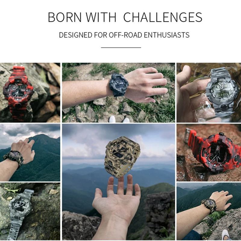 Billige Neue Camouflage Military Uhr SMAEL Marke Sport Uhren LED Quarz Uhr Männer Sport Armbanduhr 8001 Mens Armee Uhr Wasserdicht